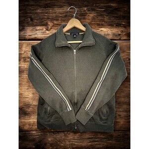 Banana Republic Men’s Olive Green Full Zip Track Jacket Striped Sleeve Size Sm